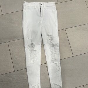 American Eagle White Skinny Ripped Jeans